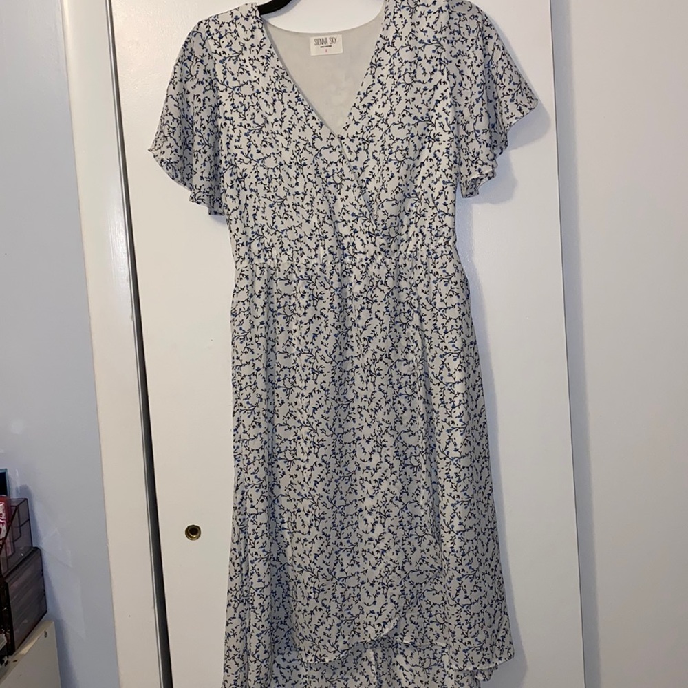 White flowery knee length dress